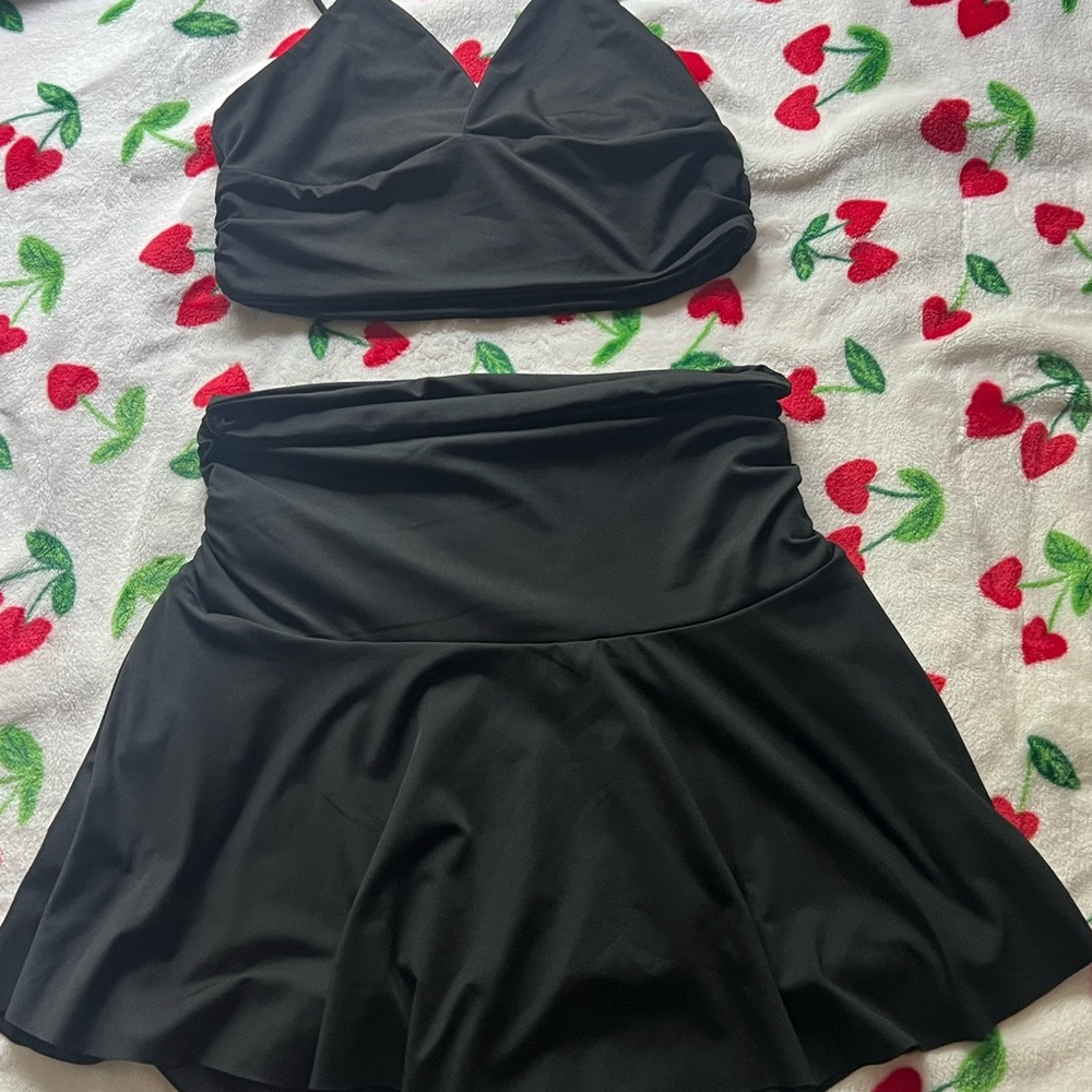 Black Two-Piece Skirt and Top Set